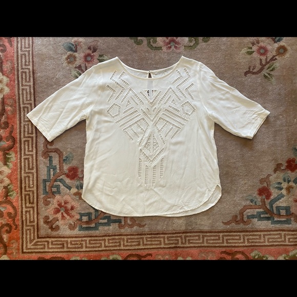 Ivory Cutout Blouse by Twelfth Street by Cynthia Vincent from Anthropologie - Picture 2 of 5